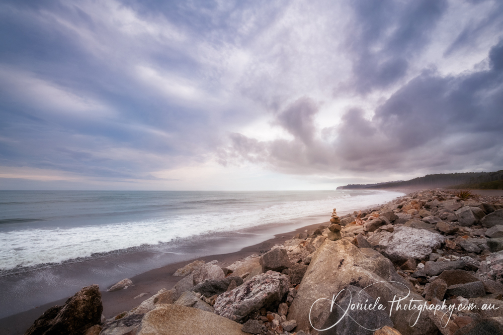 New Zealand Windswept overcast beach at Bruce Bay on the West Coast